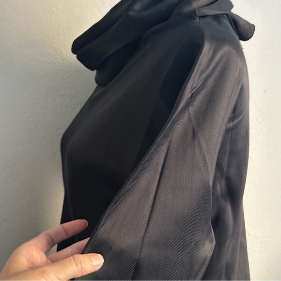 The Row Ydara Satin Blouse size US 2 Glossy Black Wrapped Neckline - Picture 5 of 14